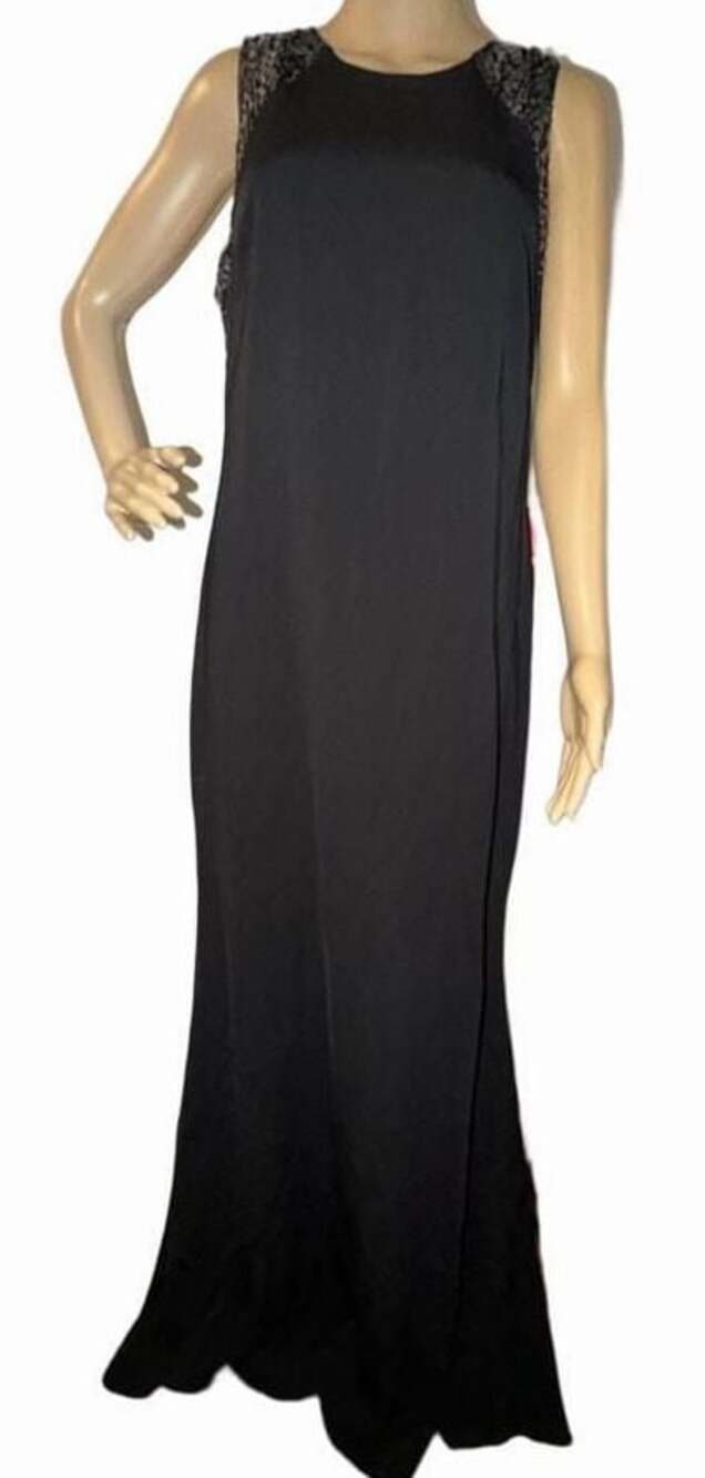 Carmen Marc Salvo Infusion Black Sleeveless Sequin Back Maxi Dress